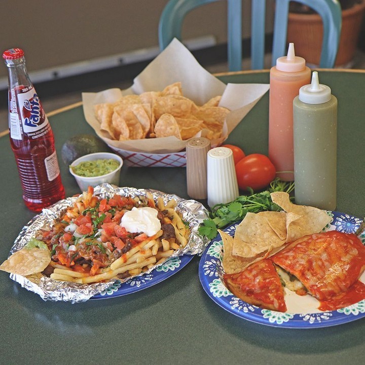 Breakfast burrito cut in half